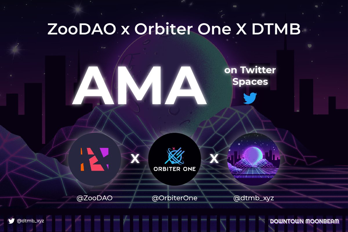 hamayv_'s tweet photo. 💡#AMA ANNOUNCEMENT💡

We are very excited to announce our upcoming AMA with @ZooDAO &amp; @OrbiterOne. Make sure to tag along to our Twitter Space abs get all the latest on what's happening behind the scenes

🗓7/6, 5PM UTC

$GLMR https://t.co/BNf88Oewrl
