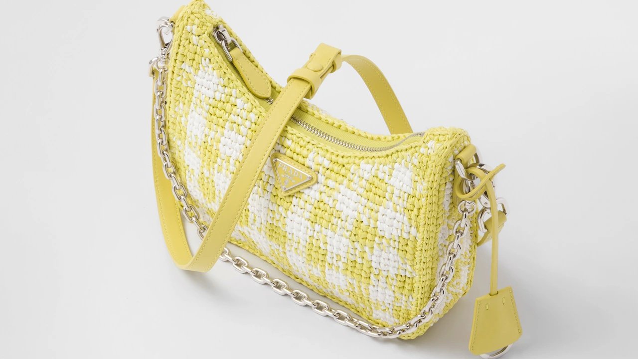 Prada Crochet And Leather Mini-pouch in Pink