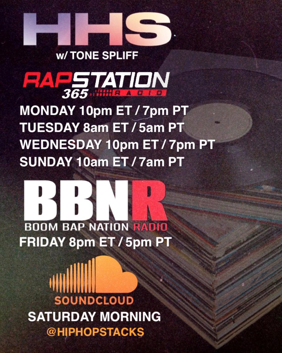 ToneSpliff's tweet photo. Tune into an all new @HipHopStacks tonight at 10pm ET / 7pm PT on @Rapstation365 

#boombap #undergroundhiphop #boombaphiphop https://t.co/PWoG5femXL
