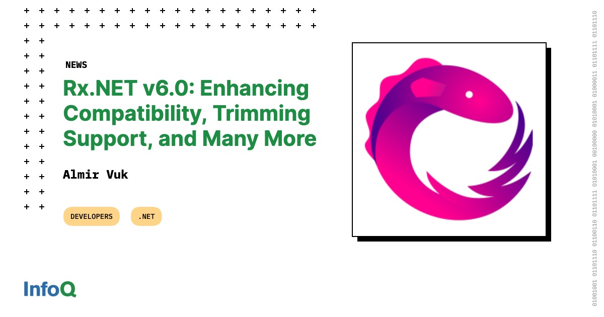 InfoQ's tweet image. Rx.NET v6.0 has been released!
This update brings several improvements & focuses on enhancing compatibility, supporting the latest versions of #dotnet, and addressing common pain points for developers.
Read #InfoQ: bit.ly/3JFqzHv
#ReactiveExtensions