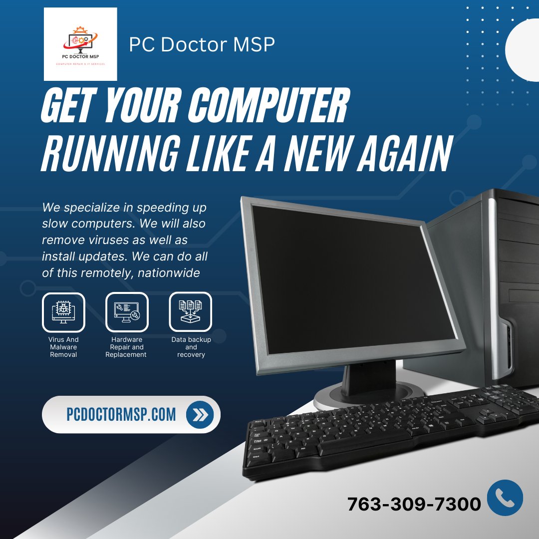 PCDoctorMSP's tweet photo. PC Doctor MSP
PC Doctor Contact - https://t.co/n8IjcYXaOn
LinkedIn - https://t.co/NYnstmKDJD
#computerrepair #laptoprepair #phonerepair #gameingcomputer #brooklynparkmn #oldcomputer #slowcomputer #systemrestore #virusremoval #malwareremoval #networking #minneapolis #remoteaccess https://t.co/ezKLtFXWzQ
