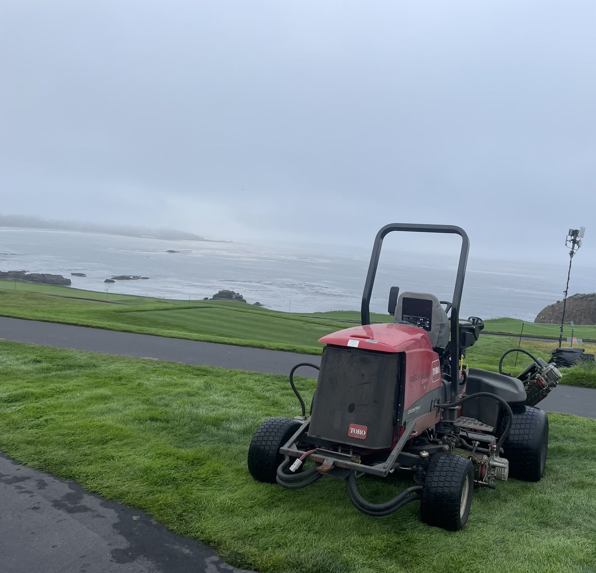 The first AM shift of mowing fairways with @womeninturfteam at the @uswomensopen went great!! @TheToroCompany #golfcourse #pebblebeach