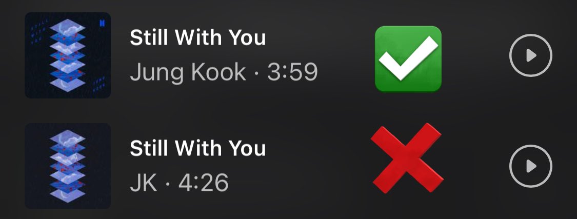 Sari Setiogi Griberg on X: ⚠️ There are 2 @BTS_twt Jungkook's  #StillWithYou on @instagram as 🎶 - one is an impostor! ✓ The official one  is from Jung Kook, length is 3:59