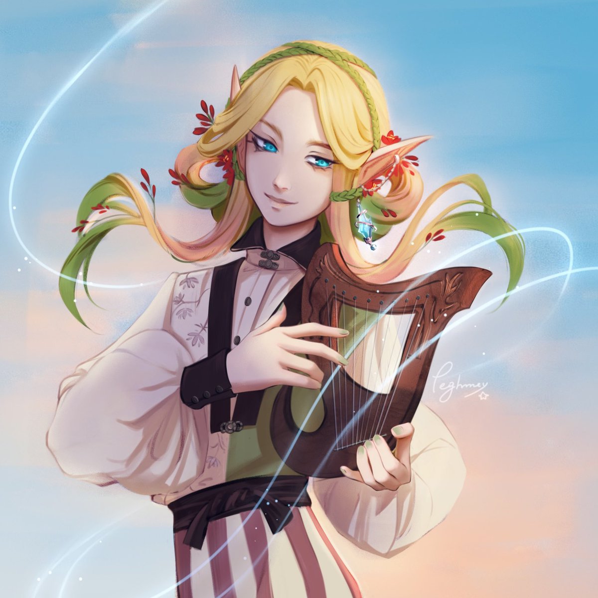 Once I drew this beauty in his winter season. After a long time, we could see his spring version. And I was extremely happy to be the reason for this change

#dnd #dndart #dndcharacter #eladrin #oc