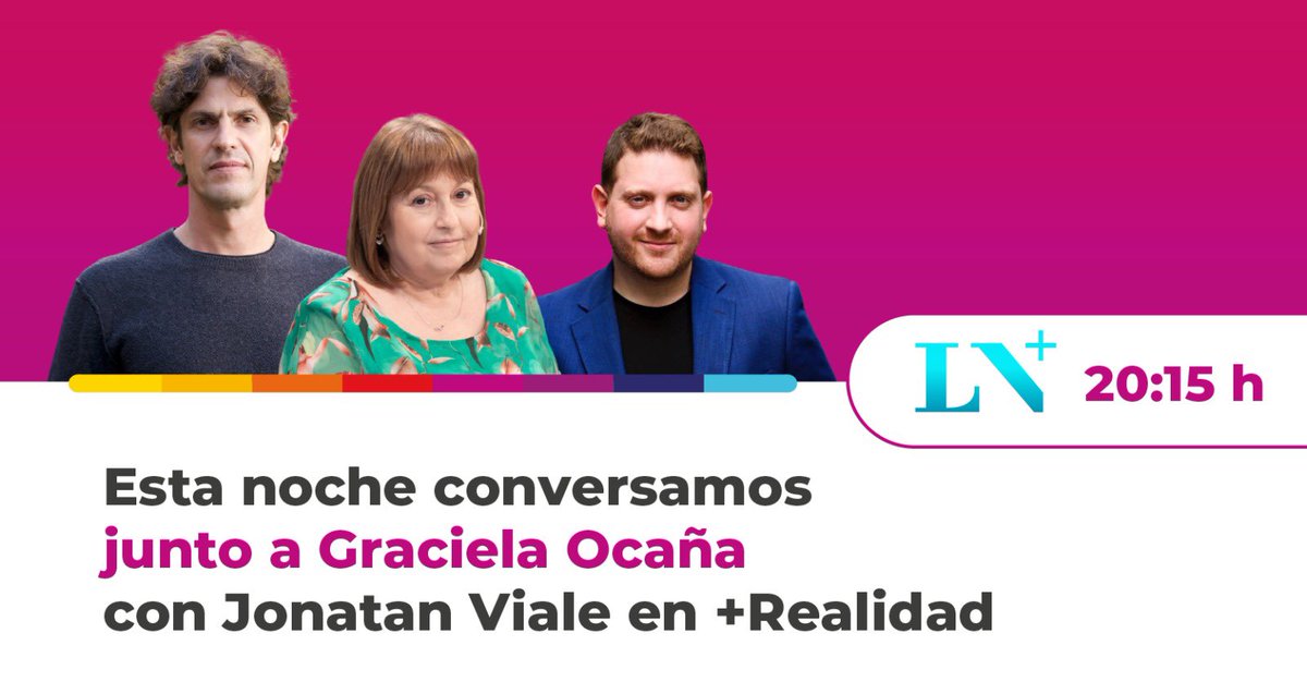 Hoy vamos a estar con <a href="/gracielaocana/">Graciela Ocaña</a> a las 20.15 horas conversando con <a href="/JonatanViale/">Jonatan Viale</a> en <a href="/lanacionmas/">La Nación Más</a>. 

Miralo en vivo 👇🏼
youtube.com/live/4e8Iw3Frf…