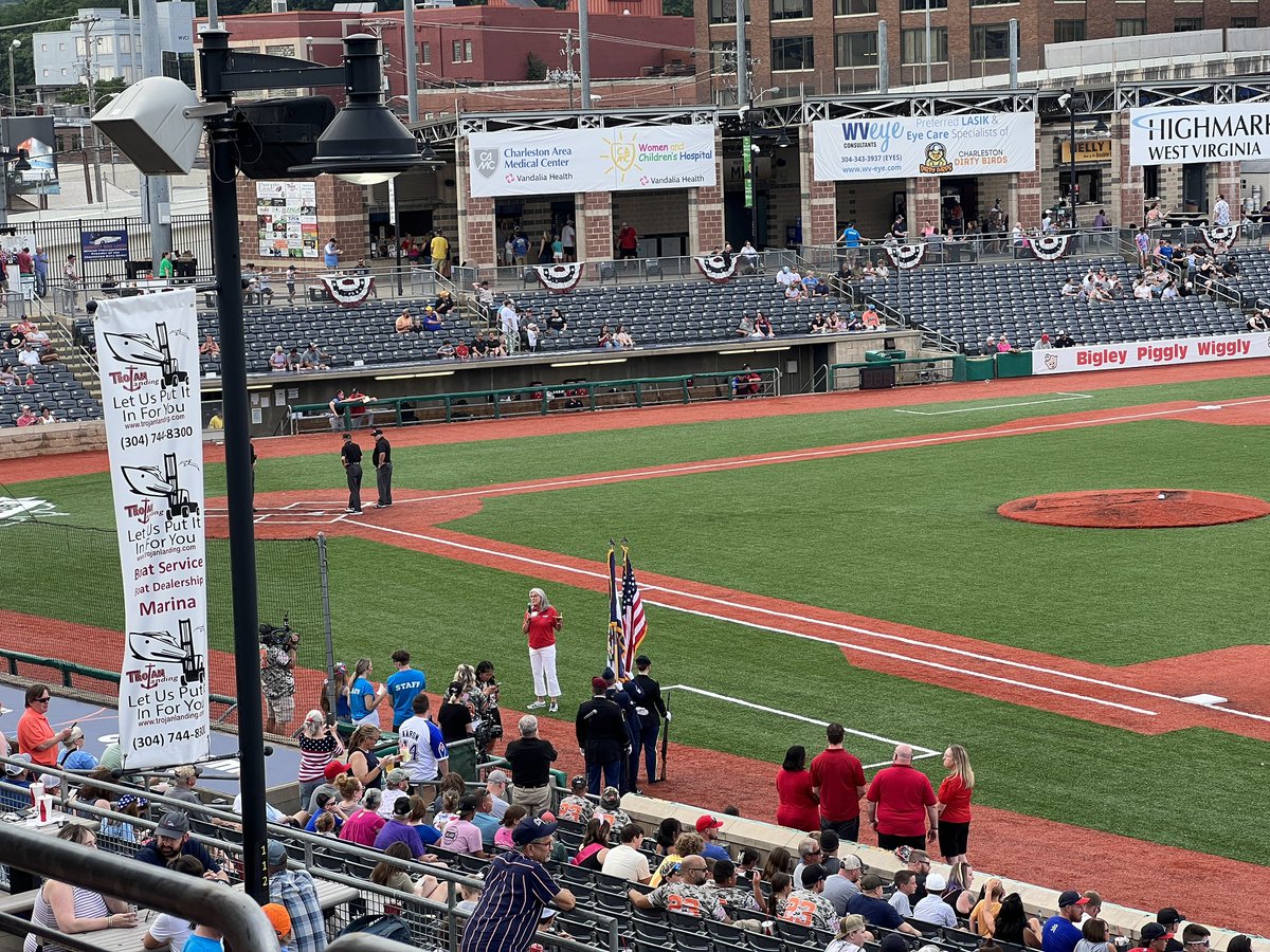 Very proud of my AARP membership today. Able to join @AARPWV Virginia at the Salute to Service Night with the @dirtybirdscwv Birds and enjoy the 
SUPER MEGABLAST FIREWORKS at GoMart Ballpark tonight!