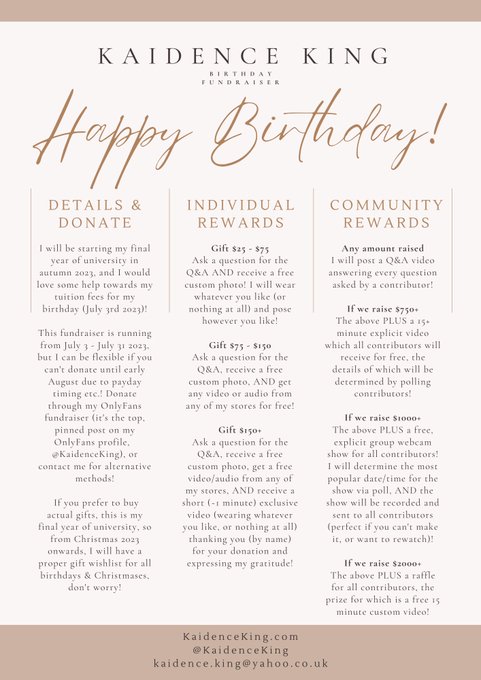 Happy Kaidence Day everyone! For those who have been asking how to treat me on my special day (which<a href="/tag/tittytuesday"class="tags"><span>#tittytuesday</span></a><a href="/tag/titsouttuesday"class="tags"><span>#titsouttuesday</span></a>