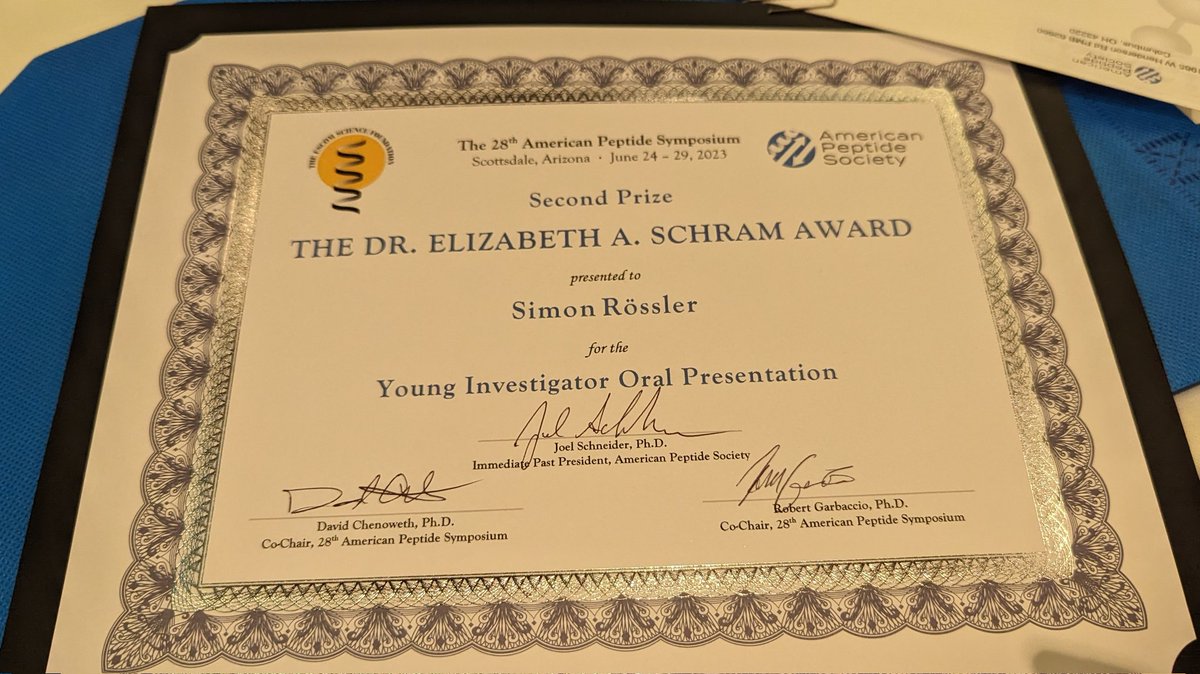 The American Peptide Symposium was a blast, thank you <a href="/ampepsoc/">American Peptide Society</a> for a great conference! It was wonderful to meet so many in the field and even receive an award for my oral presentation.