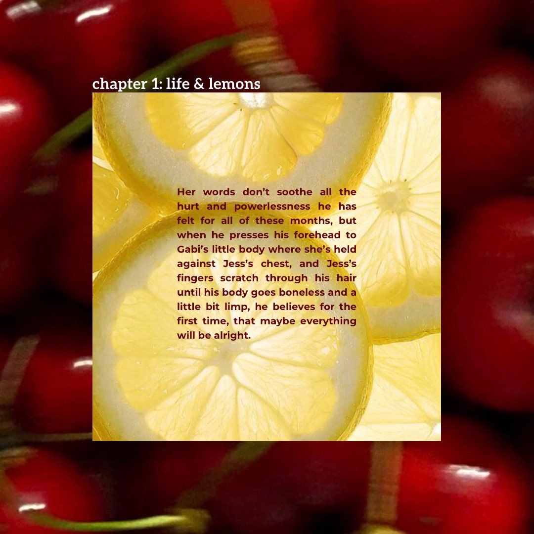 velitunae's tweet photo. lemon zest &amp; cherry trees
chapter 1/8: life &amp; lemons
#mijess | #odrew, 3.6k, e

or: the before he was a peewee coach extended edition 

https://t.co/eWIxad6khc https://t.co/9M2rSoy45H