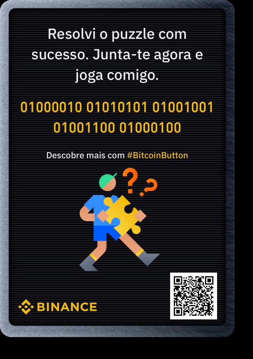 MazzoliniRaul's tweet photo. Resolvi o puzzle #BitcoinButton 3 na #Binance. Tenta resolvê-lo para obteres outro clique e ganhares 1 Bitcoin! https://t.co/XH8rTXpf0Q