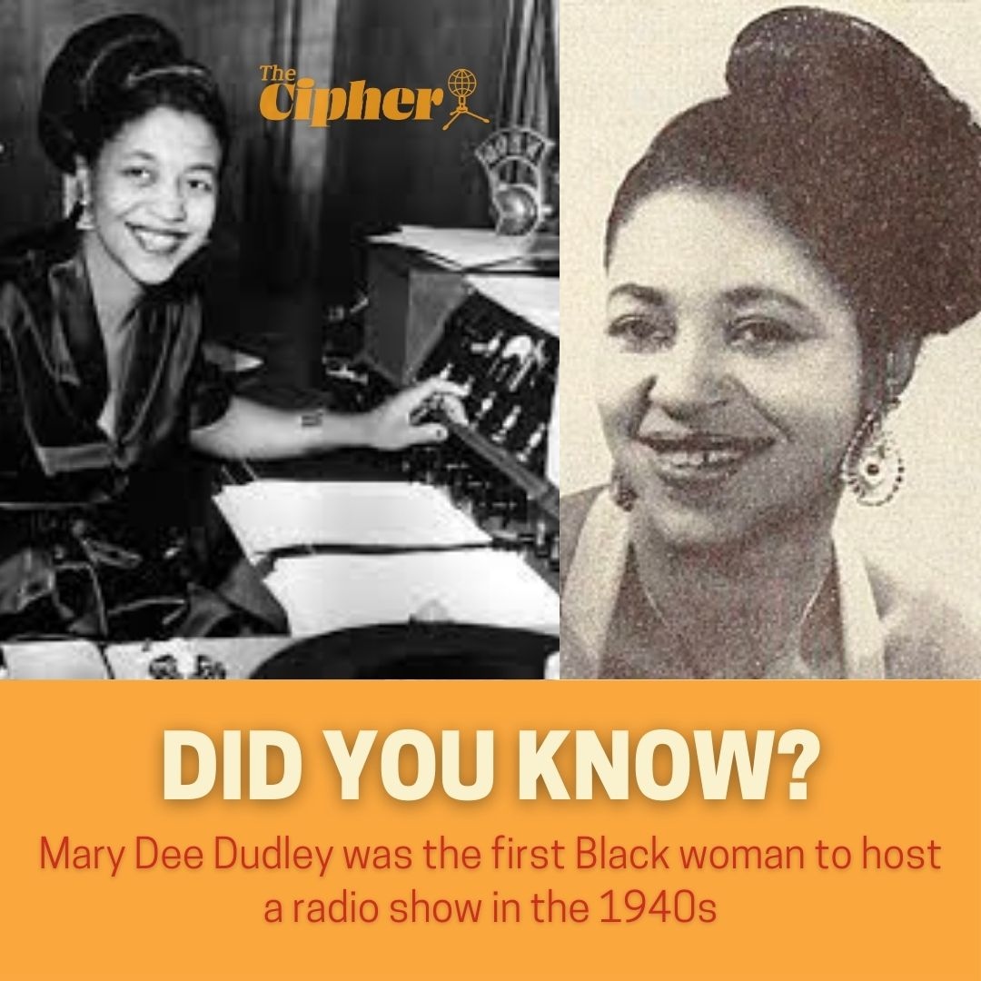 audiodiaspora's tweet image. Mary Dudley, better known as Mary Dee, is widely considered the first African-American woman disc jockey in the United States.

TheCipherPod.com

#TheCipher #TheCipherPodcast