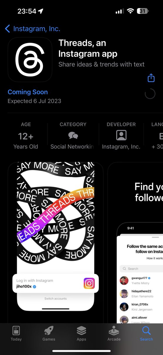 Matt Navarra (@mattnavarra) on Twitter photo Meta’s Twitter rival app Threads now available on the iOS App Store 
It’s launching July 6th Meta’s Twitter rival app Threads now available on the iOS App Store 
It’s launching July 6th