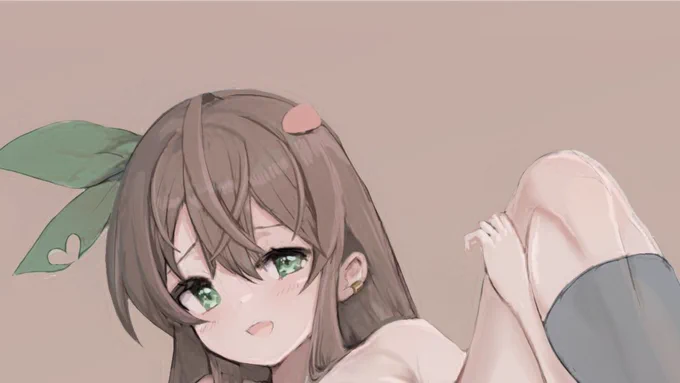 寝起きのための画像を用意しようと自画像を描き始めたのに 結局ここまでしか映せないそれになったにふよ…どうしていつも肌色なのだ… 