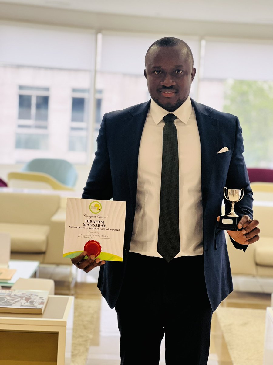 Just completed the Africa Arbitration Academy 3-week training in London. I earned another Diploma in Int. Comm. Arb., got enrolled as a Member of LCIA Users’ Councils, and emerged as of one (the two) AAA Prize winners. Happy to share this news again 😎