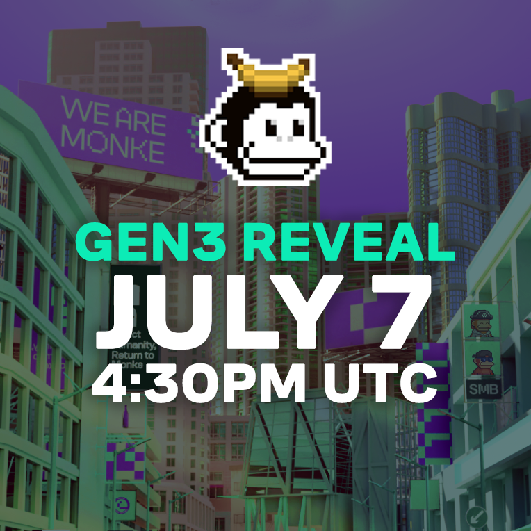SolanaMBS's tweet photo. Attention Monkes,

THE SMB GEN3 REDEMPTION PROCESS IS NOW SCHEDULED TO TAKE PLACE FRIDAY JULY 7 AT 4:30 PM UTC. 🔥

Barrel Holders are all invited to join us in @MonkeDAO epic Townhall this friday for the official countdown! 🍌 https://t.co/ZyBWCJ3wL9