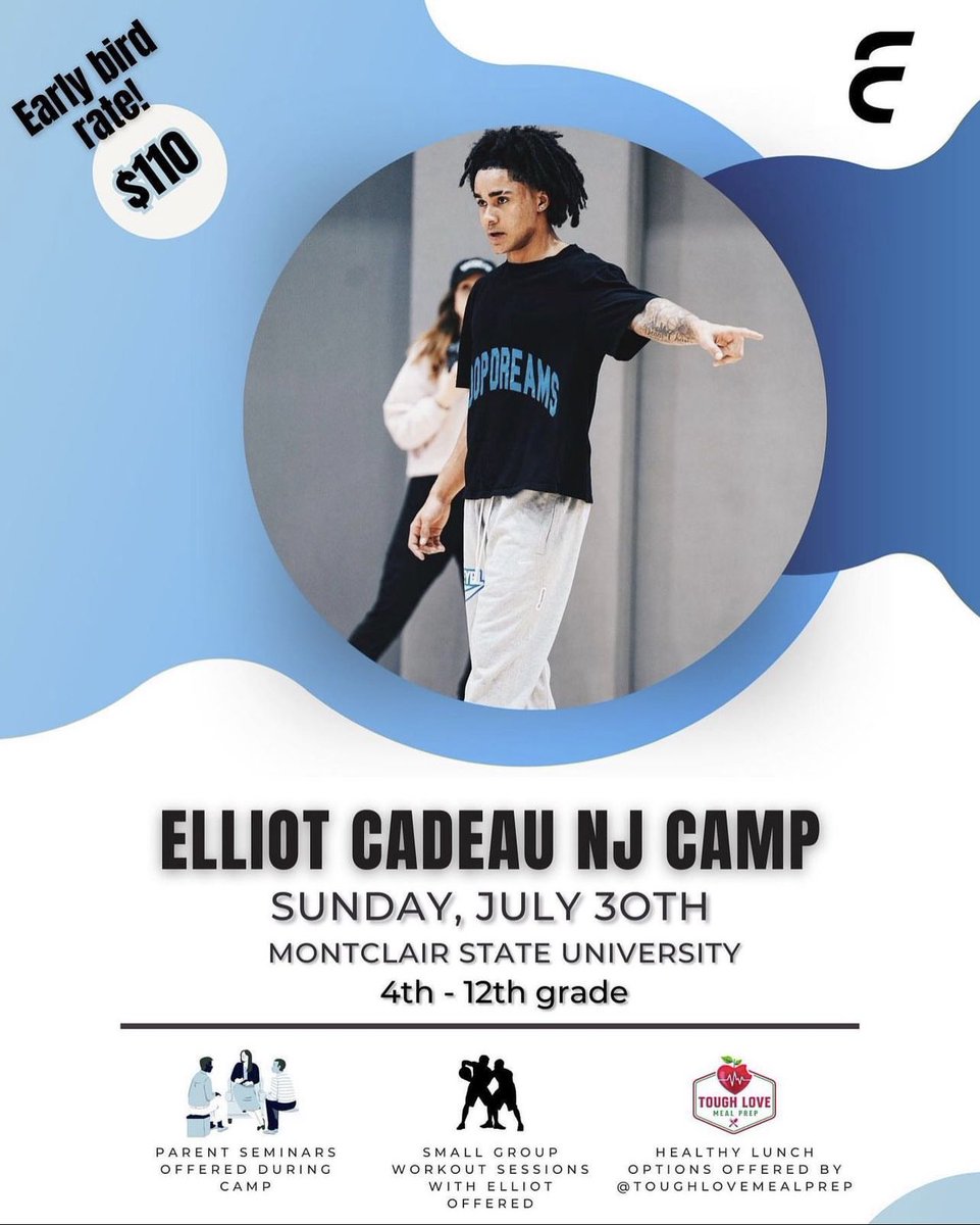 @ElliotCadeau is hosting a camp at Montclair State University on July 30th! More information can be found below!