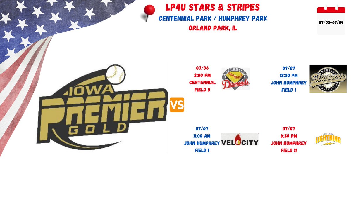 We are at the LP4U Stars &amp; Stripes this weekend! All pool games will be in Orland Park, with bracket play starting on Saturday 07/08!
#softball