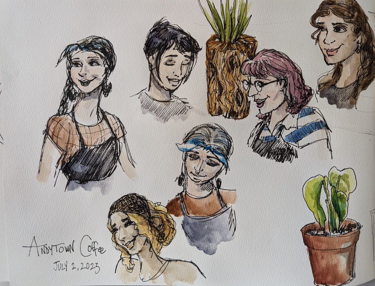 The Sunset Sketchers were at <a href="/AndytownSF/">Andytown Coffee Roasters</a> on the Great Highway yesterday. Good times inside and out. Thanks to the gracious staff for their hospitality.

Sketchers here by (clockwise frm top left) Kelly Murphy, Alison Cowell, Matt Wills and Max.

#urbansketching #cafelife #sf