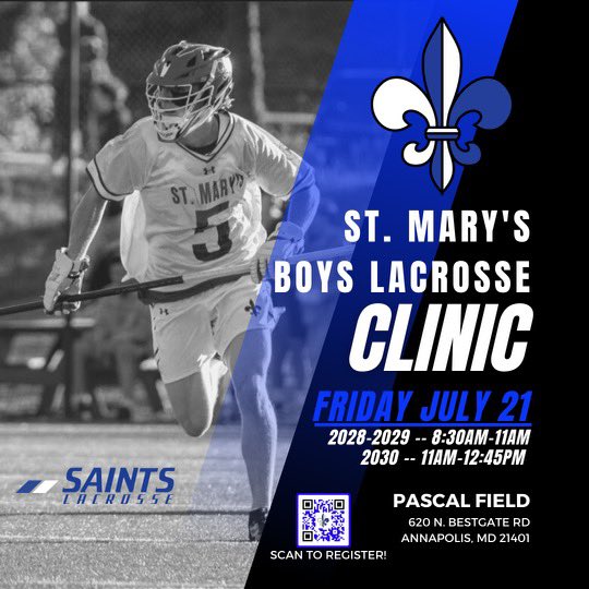 stmarysboyslax's tweet photo. 🚨FUTURE HIGH SCHOOL LACROSSE PLAYERS🚨

Come attend a skills clinic prior to club tryouts‼️

Coached by the St. Mary's High School Lacrosse staff, a GREAT opportunity to get better

#FROM https://t.co/Z9rXF30Bke