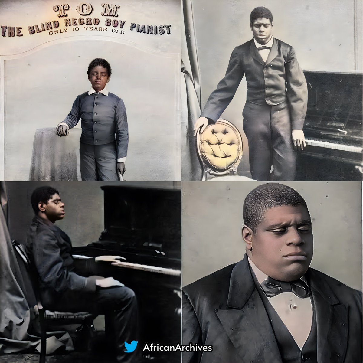 Blind Tom' Wiggins was an African American musical prodigy. Born blind, as an infant he Tom Wiggins was sold into slavery, along with the rest of his family. He also survived attempted murder as he had no economic value to his owners. However, Tom had access to a piano, and his