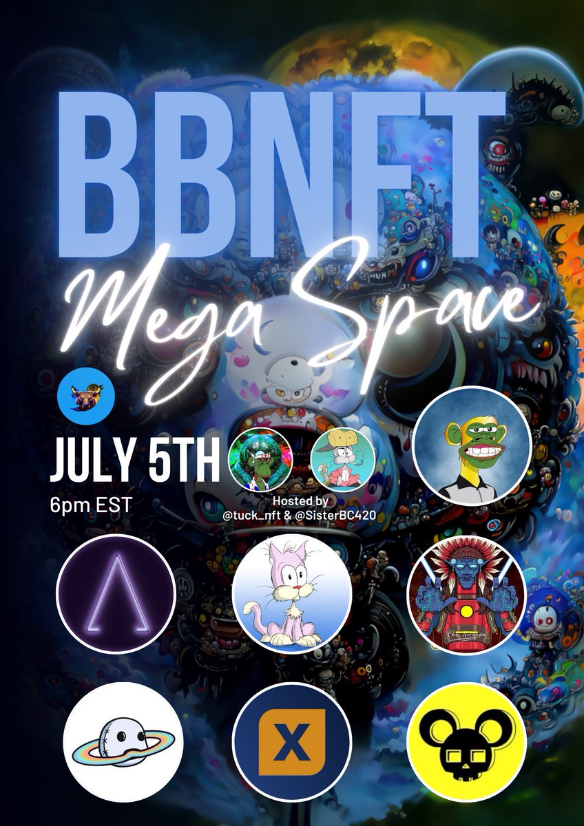 The Bear And Bull NFT (@bearandbullnft) on Twitter photo Join us in our next MegaSpace Wednesday at 6 pm EST. We are giving away a #BBNFT Alpha Pass NFT in the Space and...
$100 in ETH off of this tweet.
🐻Like, RT, Tag Friends
🐻Follow <a href="/bearandbullnft/">The Bear And Bull NFT</a>
🐻Be in the Space...
x.com/i/spaces/1ZkKz… Join us in our next MegaSpace Wednesday at 6 pm EST. We are giving away a #BBNFT Alpha Pass NFT in the Space and...
$100 in ETH off of this tweet.
🐻Like, RT, Tag Friends
🐻Follow <a href="/bearandbullnft/">The Bear And Bull NFT</a>
🐻Be in the Space...
x.com/i/spaces/1ZkKz…