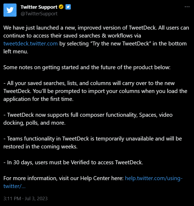 EmilyAYoung1's tweet photo. Aw man. The "new, improved TweetDeck" already sucked, and now not only is classic gone, in 30 days you'll need to pay to access the new one.

Even if I pay, without multi-account columns this is actually going to make Twitter harder for me to use. This might be my pain threshold. https://t.co/UCjEZ4nM8u