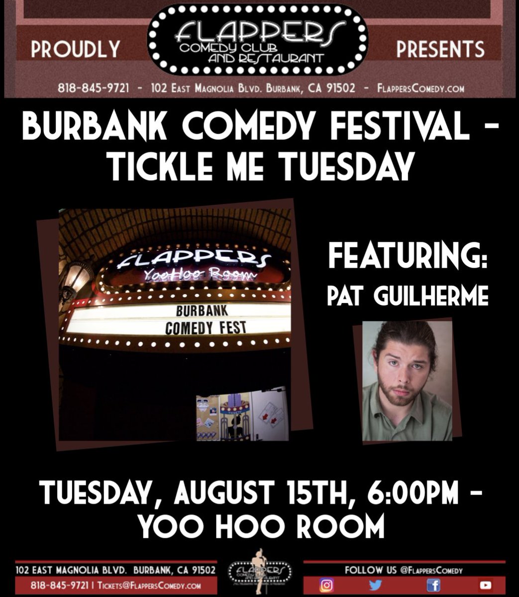 patisagod's tweet photo. It is my great pleasure to announce that I've booked the Burbank Comedy Festival!! Catch me August 15th and 16th at @FlappersComedy! Get your discounted tickets here 😘

15th: https://t.co/6xGBHKSYzU

16th: https://t.co/v80JIpLYvT https://t.co/qSJ89zVZMp