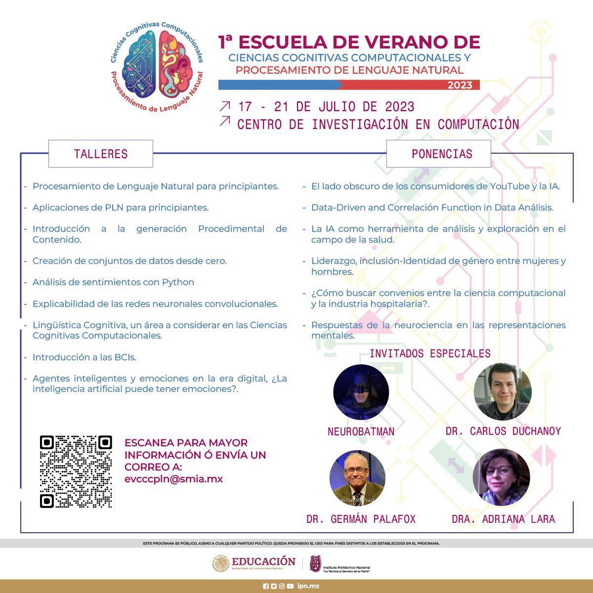 #AtentoAviso Se enviaron por 📩 las confirmaciones de los talleres presenciales de la 1ra Escuela de Verano en Ciencias Cognitivas Computacionales y PLN (revisar spam si no la recibieron)

Registro formato virtual:evplnccc.my.canva.site

Información: t.ly/eyHE

#RT