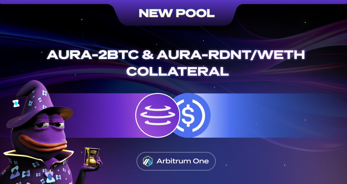 ARB_Universe's tweet photo. 🪙 @AuraFinance farming pools is now live on @TimeswapLabs 

🪙 Use #AuraFinance's $WBTC- $tBTC vault deposit tokens as collateral, and borrow $USDC at 8% APR fixed

 🔽 VISIT
https://t.co/Av1pgpSpsQ
#ARB_Universe https://t.co/uuTf3lMz2U