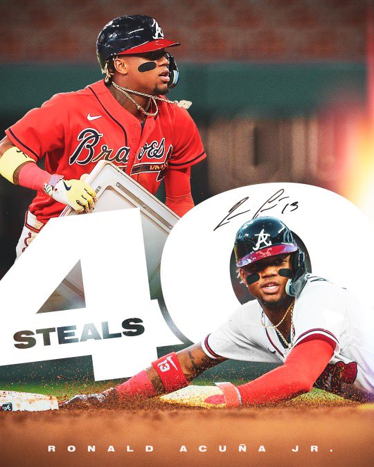 40 bags before the All-Star Break. 

<a href="/ronaldacunajr24/">Ronald Acuña Jr.</a> | #ForTheA