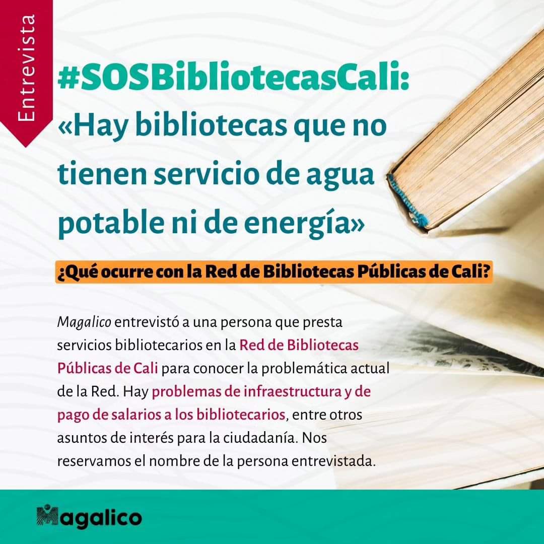 sosbpcali's tweet photo. Esta es la realidad total de nuestras bibliotecas, los invitamos a que lean la entrevista completa 👇👇

https://t.co/Vk5TXjZHqM

#sosBibliotecasCali #CaliBP #sosBPcali  #60razones https://t.co/LDdcV0NPSh