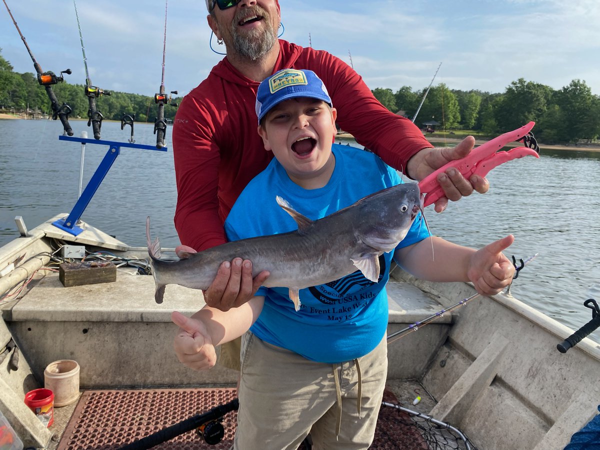 Caleb was thrilled when catching and reeling a fish; his joy was indescribable. He even wanted to take his prized fish home and have it mounted. God bless! #childswish #ussa #fishing #fishinglife #outdoors #DisabilityInclusion