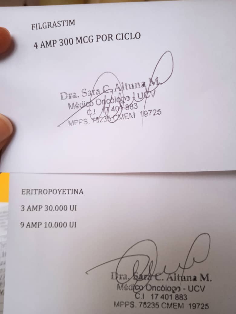 cotufin's tweet photo. Ayúdanos a ayudar a Janny, está necesitando con carácter de urgencia  los medicamentos indicados en el recipe. El cáncer no espera!! por favor RT. Dios te bendiga 🙏 https://t.co/o83X4AXx99