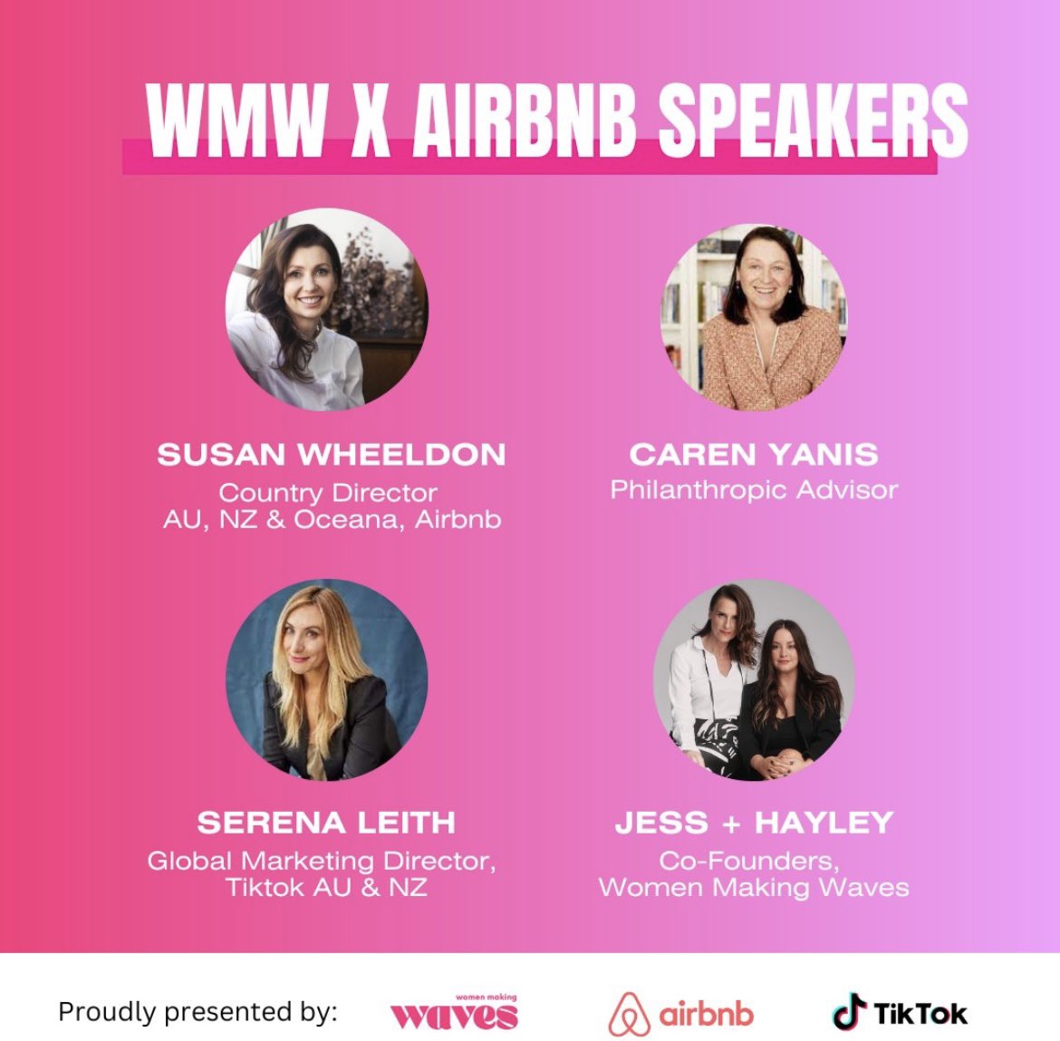 Not long now! Our next co-hosted event in collaboration with <a href="/airbnb_au/">Airbnb Australia</a> and <a href="/tiktok/">TikTok</a>. Tomorrow: Wednesday 5th of July. 🚀🌊💖
Final RSVP + waitlist: womenmakingwaves.io/events