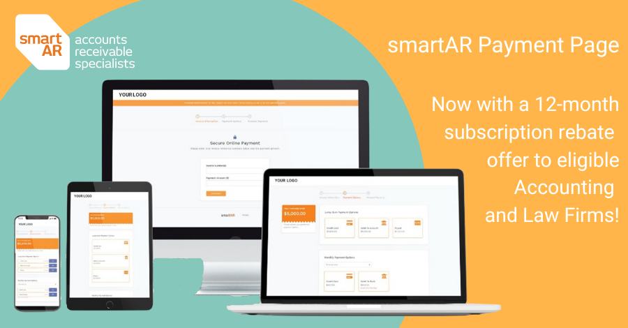 A smartAR Payment Page enables your firm to accept payments from your clients securely and it’s now available to eligible accounting and legal firms with a 12-month subscription rebate! 

To find out more, reach out to us today. ow.ly/yZXm50OWIiM