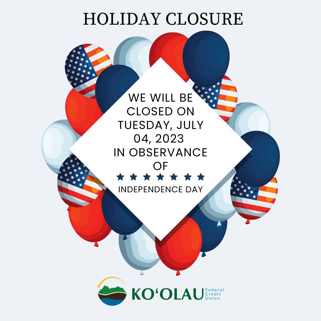 koolaufcu's tweet photo. In observance of #independenceday, we are CLOSED tomorrow, July 4, 2023. Wishing you a safe and happy #fourthofjuly!
#federalholiday #holiday #businessclosure #operatinghours #celebrate #independence #freedom #fireworks #military #marines #MCBHKaneohe #Kailua #Kaneohe https://t.co/JmJqdw4jg8