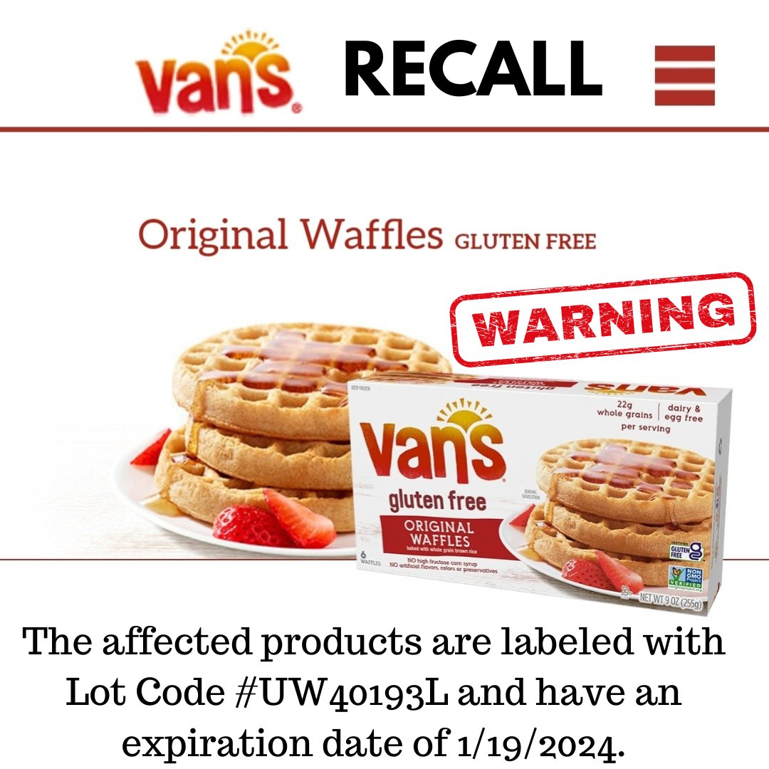 Recall on Van's Gluten Free Waffles due to undeclared wheat

fda.gov/safety/recalls…