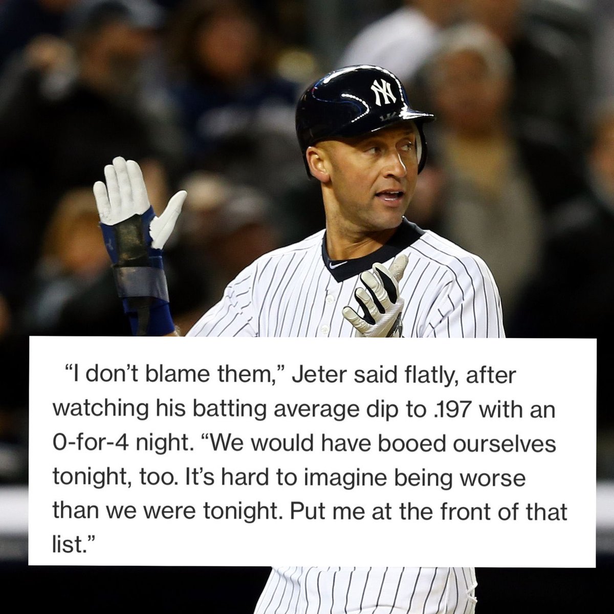 On the topic of boos, I’ll never forget this quote from Jeter