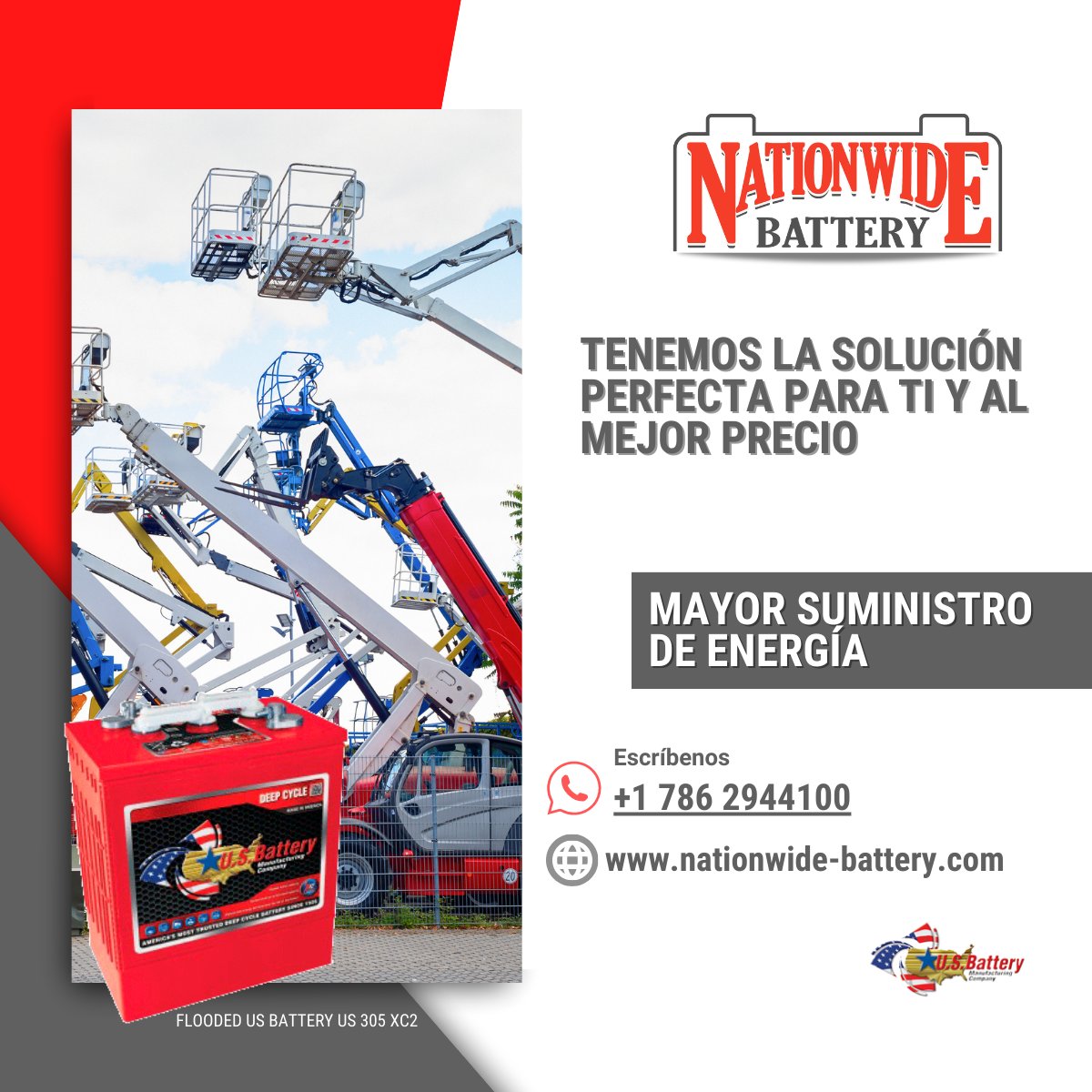 nwbattery's tweet photo. Las baterías de plomo ácido inundadas US 305 XC2 de #USBattery están diseñadas y probadas para alcanzar rápidamente su capacidad máxima y poder entregar la mayor cantidad de energía a lo largo de su vida útil.

¿Necesitas ayuda?📞Llámanos +1 954 5274640    
Entrega local gratuita https://t.co/C7nD9vLEWL