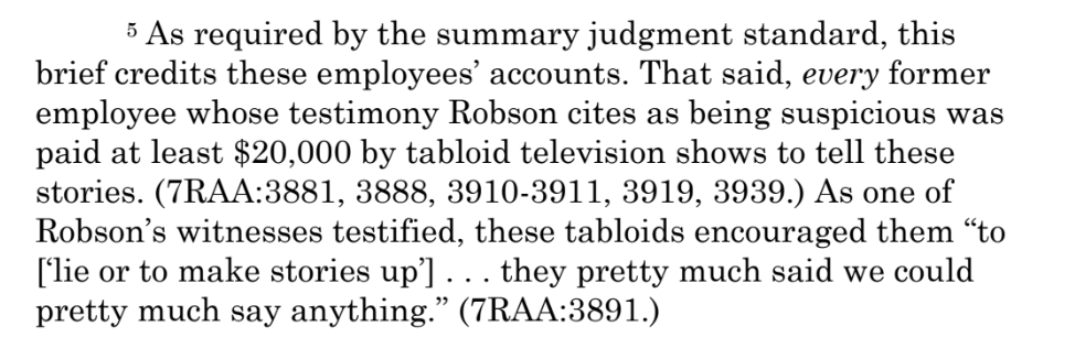 MJJRepository's tweet photo. Estate (2022): "Every former employee whose testimony Robson cites as being suspicious was paid at least $20k by tabloid television shows to tell these stories...'pretty much said we could pretty much say anything.'"

Basing a case on stories debunked by the witnesses themselves. https://t.co/oEhU6FXF4E