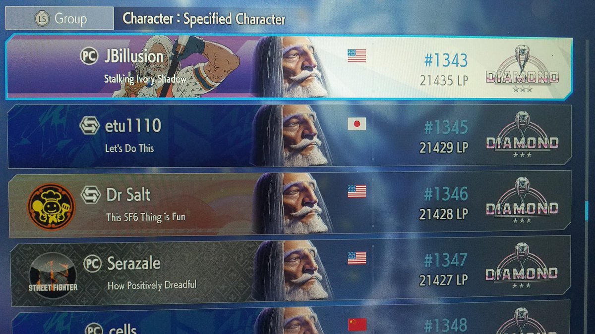 JBillusion's tweet photo. I can't believe we made it to Diamond 3! I'm digging th month challange. Who next? #SF6 https://t.co/bkDj8pfZZB