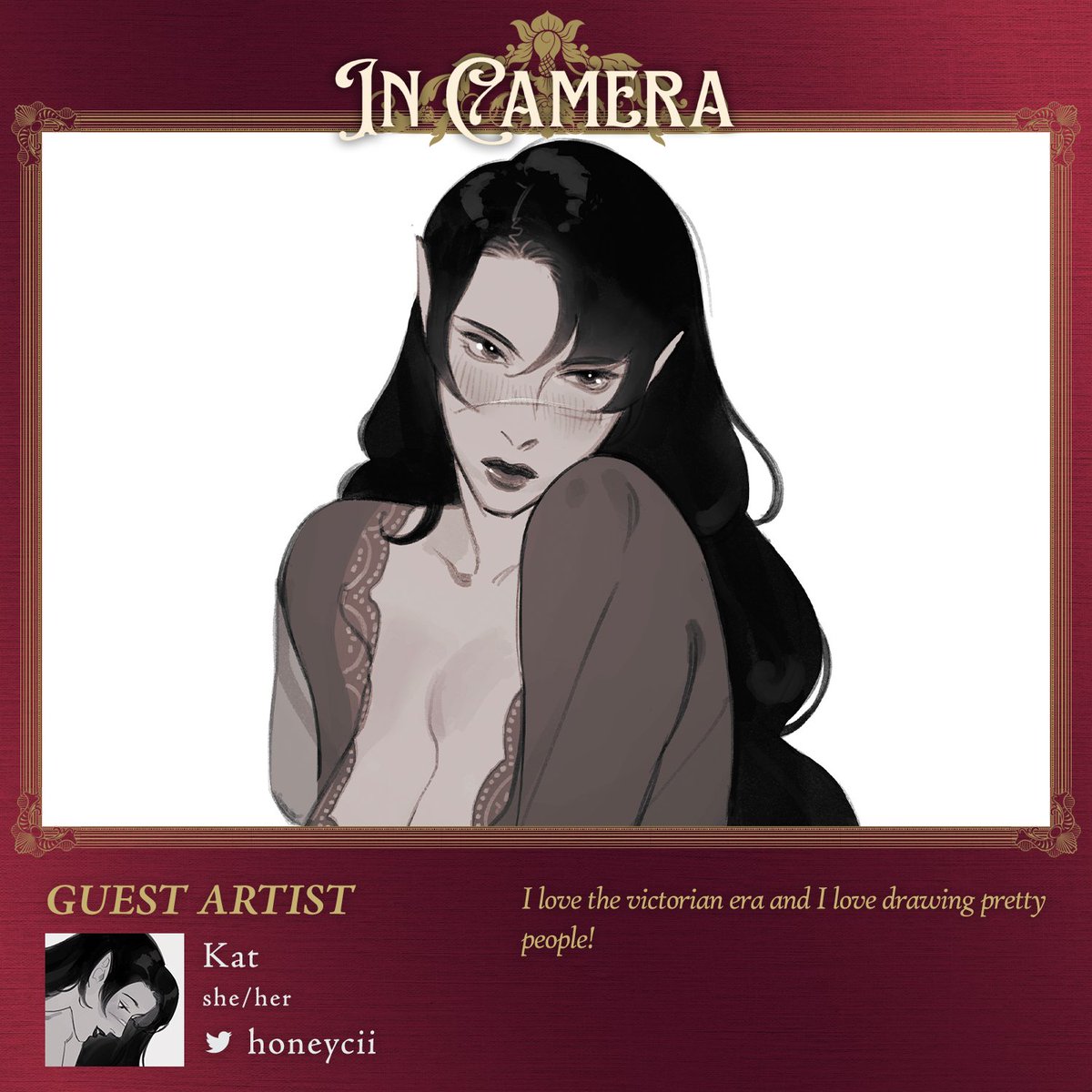 📸GUEST SPOTLIGHT📸
What an honour for <a href="/honeycii/">definitely not kat 🫶</a> to kick us off as our first guest artist! One thing's certain - her clean, elegant artstyle will leave you blushing 😳