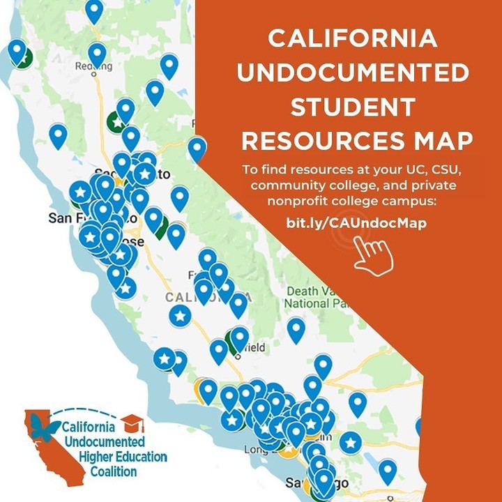 Did you know that CSU, UC and most CA community colleges have designated campus support for undocumented students? Explore and connect with the undocumented student programs or services near your campus ➡ collegecampaign.org/undocumented-s…