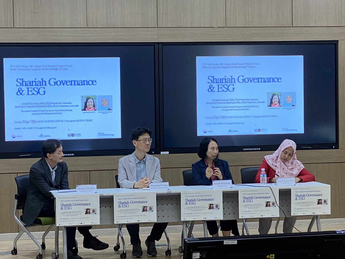 NurhastutyK's tweet photo. A glimpse of guest lecturers at Seoul National University Asian Centre in May 2023 :)
#Shariahgovernance #Sustainability #ESG #Islamicfinance #halalindustry #SouthKorea #SNUAC https://t.co/k8JQglt4IX