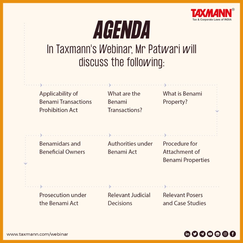 taxmannindia's tweet photo. #BenamiAct
Join #TaxmannWebinar | Demystifying Benami Transactions & Actions under the Benami Act
📅 29th July 2023 (Sat) | 🕒 5:00 PM – 6:00 PM (IST)
💻 Register Now! https://t.co/7rHclOr9yQ
📢 Speaker: D.C. Patwari – IRS | Former Pr. CCIT & DGIT (Inv)
#TaxmannUpdates