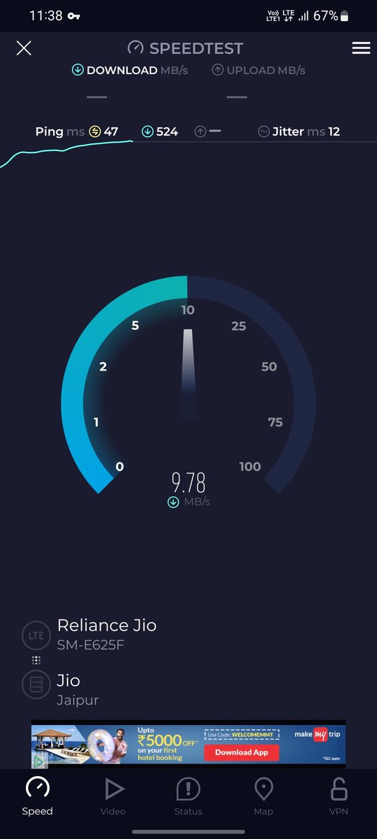 princevermapmd's tweet photo. @JioCare @reliancejio 
speed test jio at kalka college bitna 👇🔥🔥🔥 https://t.co/5b6t89Lsjl