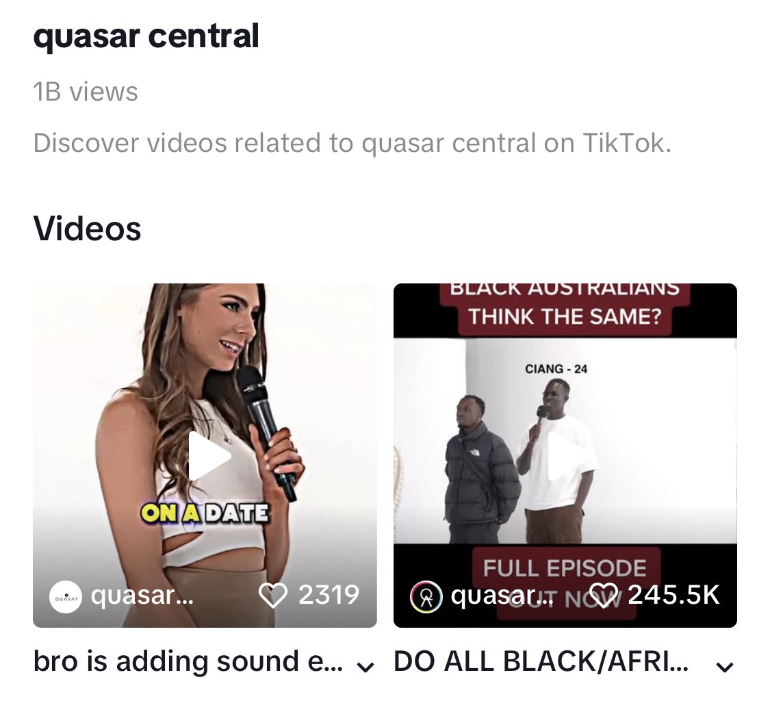 DAMN…1 BILLION VIEWS <a href="/QuasarCentral/">Quasar Central</a> via #TikTok