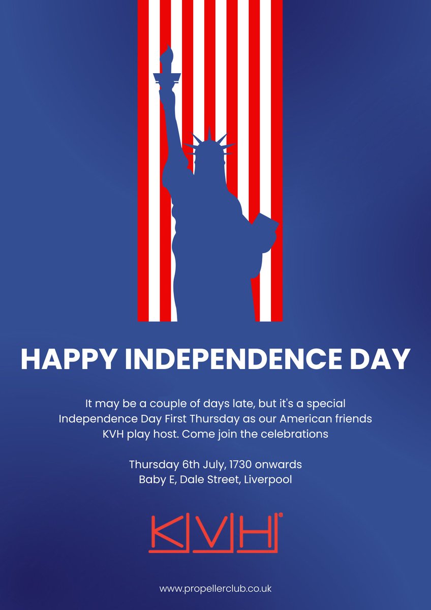 Happy #4thofJuly to our American friends. We will be celebrating at #FirstThursday this week with <a href="/KVH/">KVH Industries</a> Can't wait. See you there! <a href="/sue_hen/">Sue Henney</a> <a href="/BibbyHolly/">Holly Bibby</a> <a href="/MaritimeJunkie/">Steph</a> @oscargolfgolf <a href="/tooks247/">Gareth G</a> <a href="/elscoopo/">Mike Williams</a> <a href="/adamwhitts/">Adam Whittle</a>