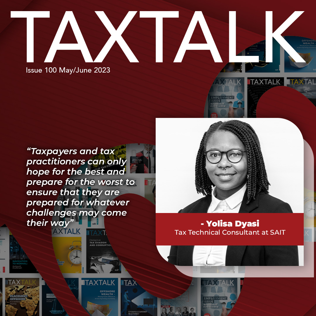 ins_sait's tweet photo. Tax Publication|
In 2020 SARS introduced auto-assessment. One year later, what’s the progress? SAIT Tax Technical Consultant Yolisa Dyasi shares an update in our 100th edition of the TaxTalk. 

SAIT members can learn here https://t.co/rph52cVKP3 #SAIT #Tax #SARS #autoassessment https://t.co/6BGy2XXHa3