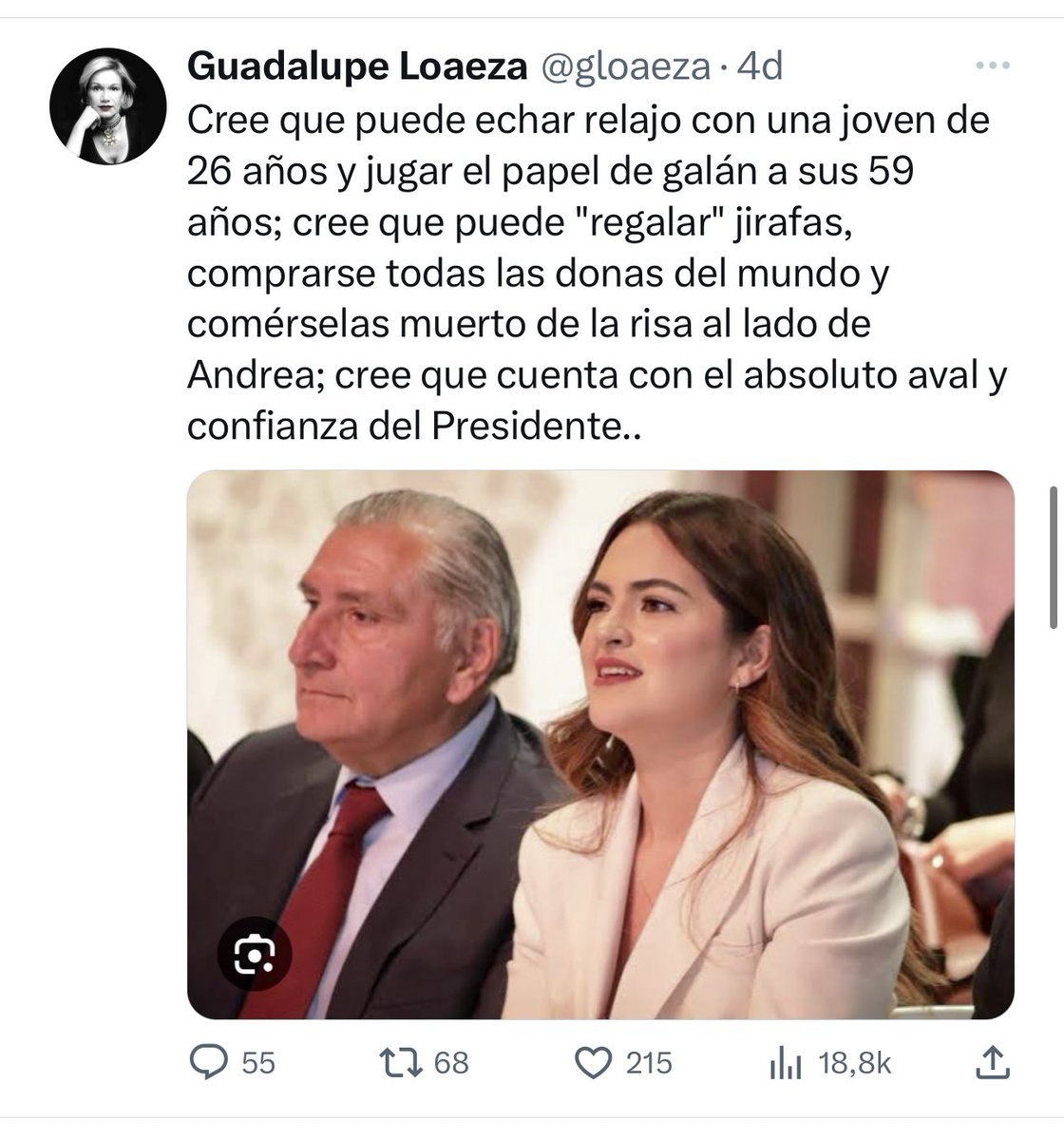 AndreaChavezTre's tweet image. Es tal su odio contra la Cuarta Transformación, que se quitan sin pudor la máscara y se muestran tal cómo son.

Guadalupe: somos las jóvenes que hacemos política las que lucharemos sin descanso hasta que tus hijas y nietas no tengan que leer más mezquindades como esta.